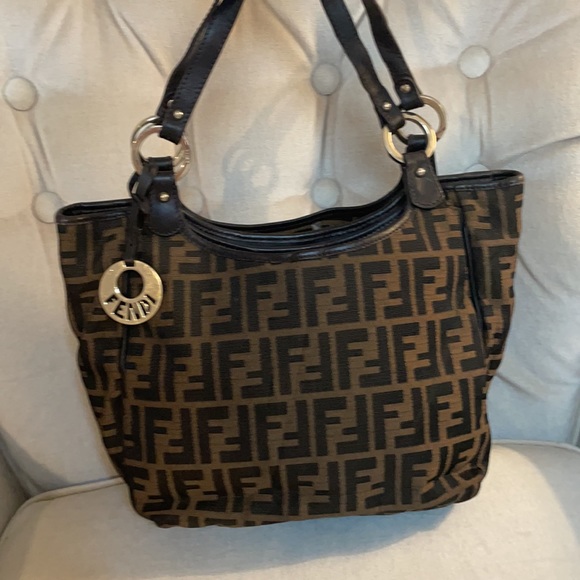 Fendi Zucca Logo/Charm Shoulder Bag - Picture 1 of 17